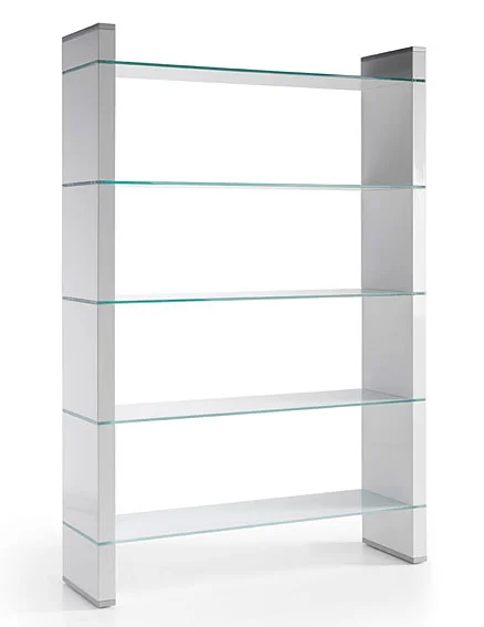 Estantería en madera lacada y cristal templado
