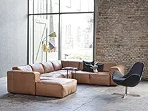 Sofá Fresno piel Eton rinconera con chaise longue de Theca