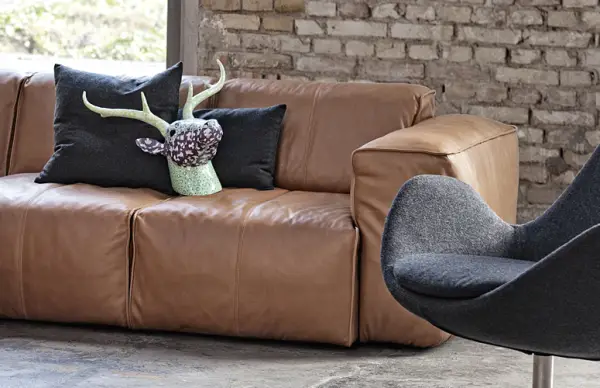 Sofá Fresno piel Eton rinconera con chaise longue de Theca
