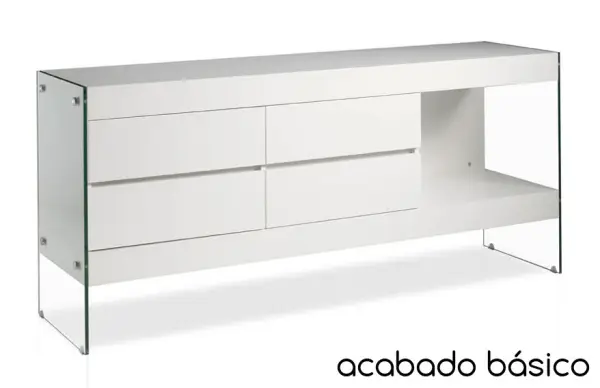 Aparador 4 cajones blanco y cristal Maluya de Ángel Cerdá