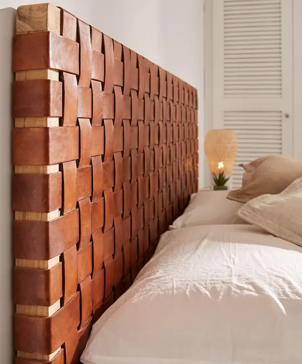Cabecero madera maciza y piel Calixta