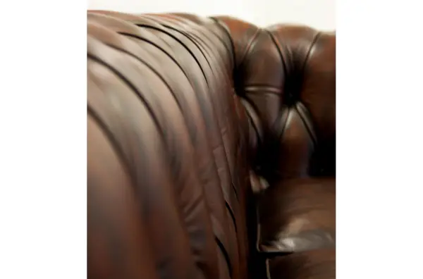 Sofá Chesterfield cuero auténtico con capitoné