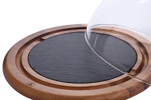 Conjunto bandeja pizarra acacia para quesos
