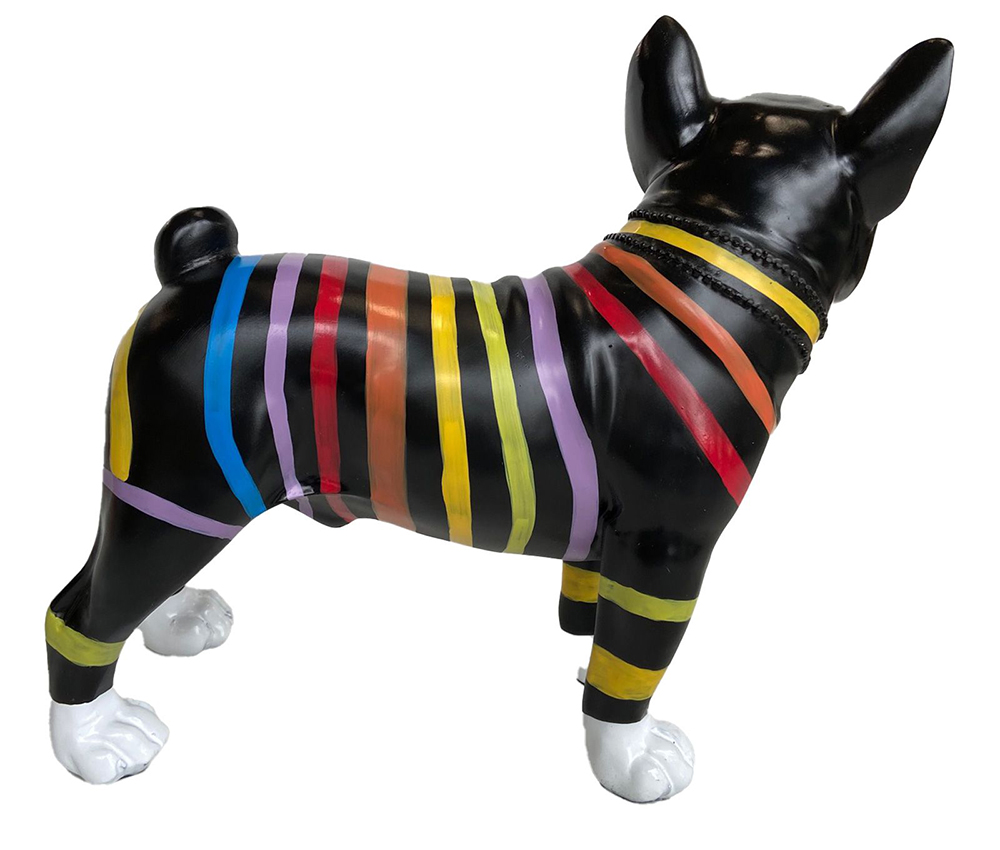 Figura decorativa perro negro a rayas