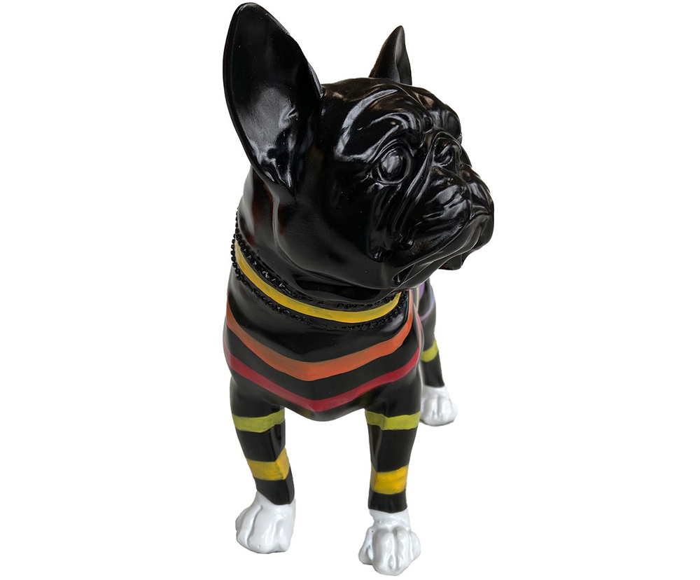 Figura decorativa perro negro a rayas