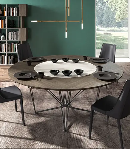 Mesa de comedor redonda roble viejo Grant Ozzio