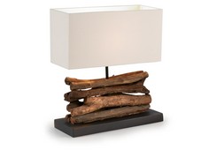 SAHAI LAMPARA DE MESA MADERA TROPICAL PANTALLA BLANCA FN39 SAHAI LAMPARA DE MESA MADERA TROPICAL PANTALLA BLANCA FN39