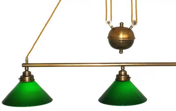 Lampara sube y baja cristal 3 tulipas verde