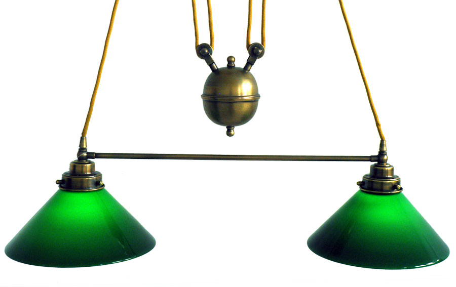 Lampara sube y baja cristal 2 tulipas verde