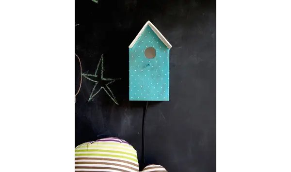 lampara casita color turquesa