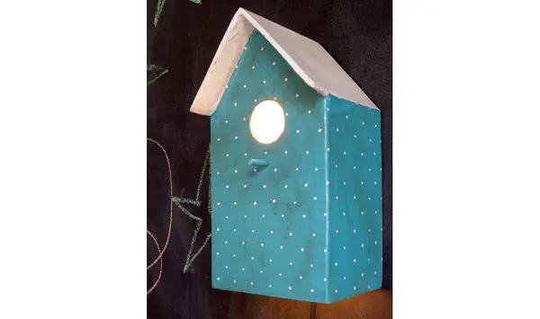 lampara casita color turquesa