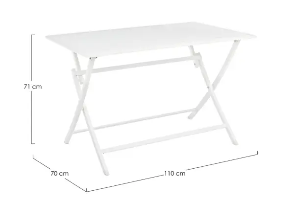 Mesa blanca rectangular de jardín Elin