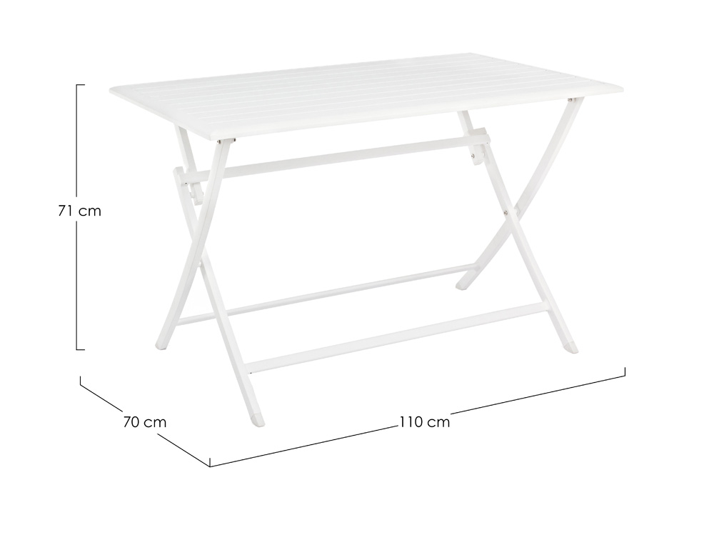 Mesa blanca rectangular de jardín Elin