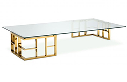 Mesa de centro rectangular cristal Ramage dorada Mesa de centro rectangular cristal Ramage dorada