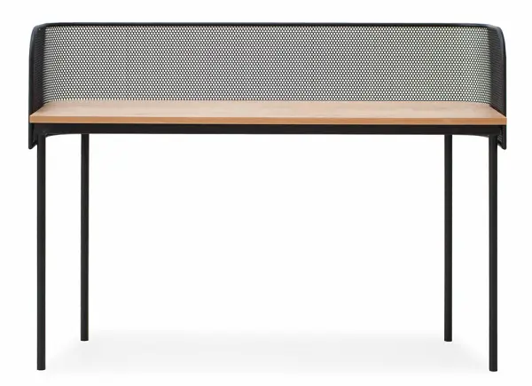 Mesa escritorio metálico negro con sobre de madera Zoe