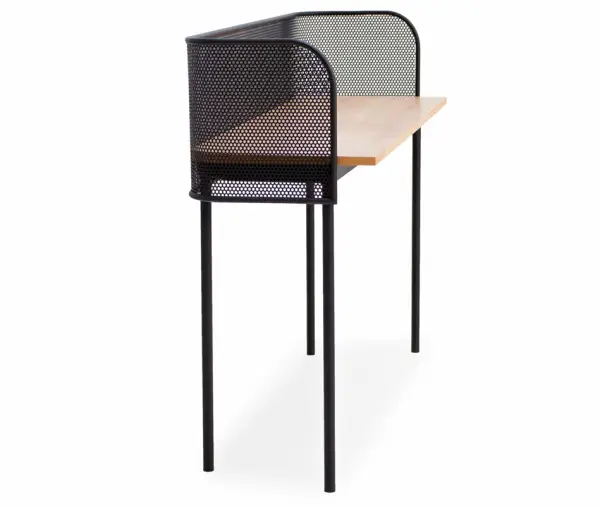 Mesa escritorio metálico negro con sobre de madera Zoe