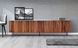 Mesa de televisin nogal frente en relieve Ovre