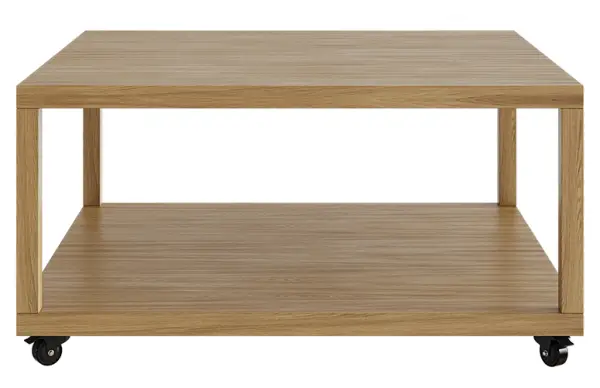 Mesa de centro con estante roble con ruedas Osaka