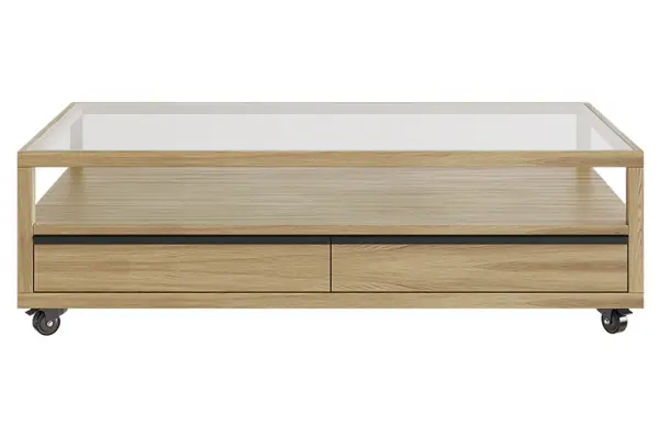 Mesa de centro con ruedas 2 cajones nórdica Borgen