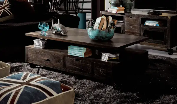 Mesa de centro con ruedas vintage Industrial