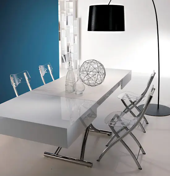 Mesa de centro convertible en mesa de comedor laca Moderna Box