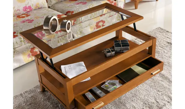 Mesa de centro rectangular elevable clásica Anoteli