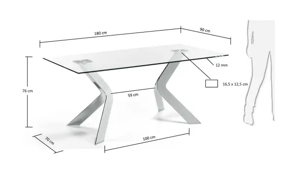 Mesa de comedor 180 moderna Virginia