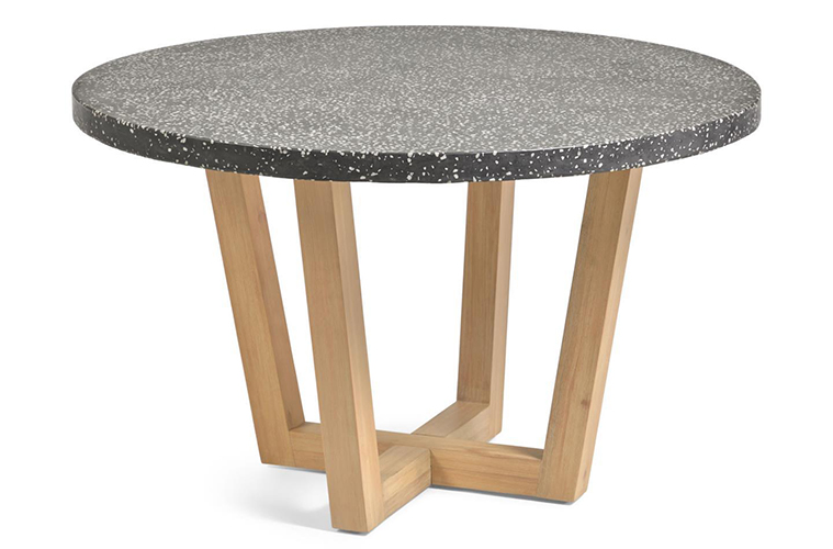 Mesa de comedor redonda de jardín negra Shanelle