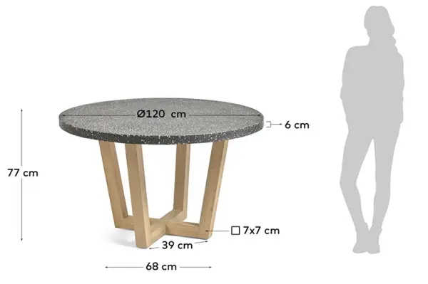 Mesa de comedor redonda de jardín negra Shanelle