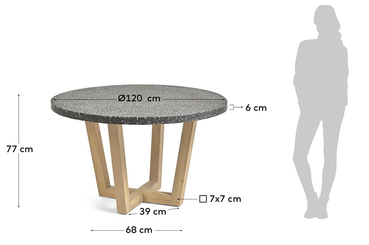 Mesa de comedor redonda de jardín negra Shanelle