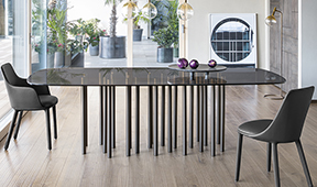 Mesa de comedor esquinas redondeadas Mille Bonaldo