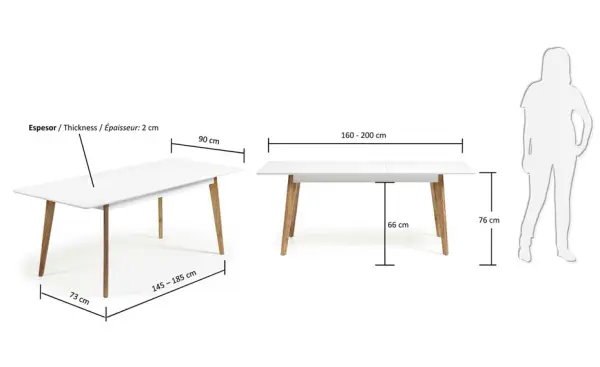 Mesa de comedor extensible moderna Meety
