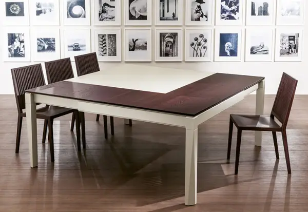 Mesa comedor extensible cuadrada Plúrimo