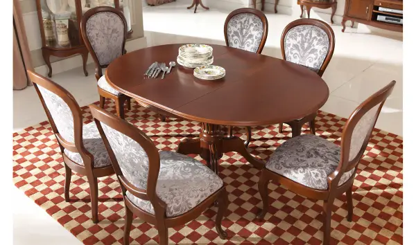 Mesa de comedor redonda extensible clásica Lopel