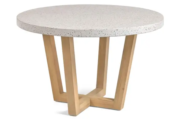 Mesa de comedor redonda de jardín blanca Shanelle