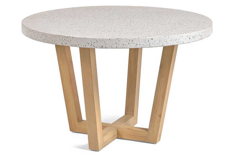 Mesa de comedor redonda de jardín blanca Shanelle