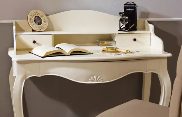 Mesa de escritorio blanca Vintage París