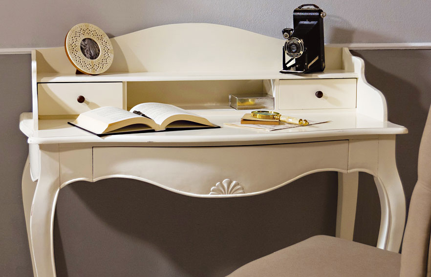 Mesa de escritorio blanca Vintage París