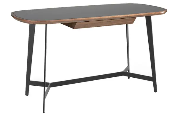 Mesa de escritorio nogal y cristal tintando negro Ángel Cerdá