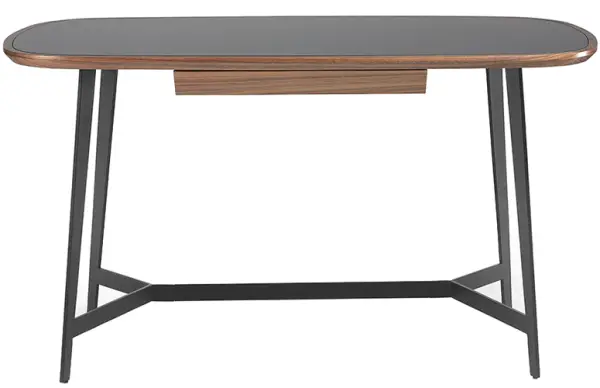 Mesa de escritorio nogal y cristal tintando negro Ángel Cerdá