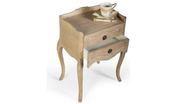 Mesita de noche 2 cajones con copete vintage Artisan