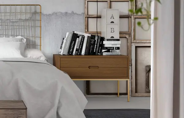 Mesita de noche pata fina industrial Loft