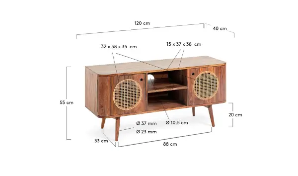 Mesa de televisión 2 puertas nórdico Geraldine