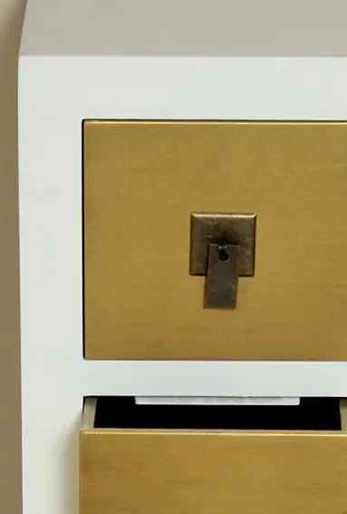 Mueble auxiliar 4 cajones blanco y oro Vintage Bise