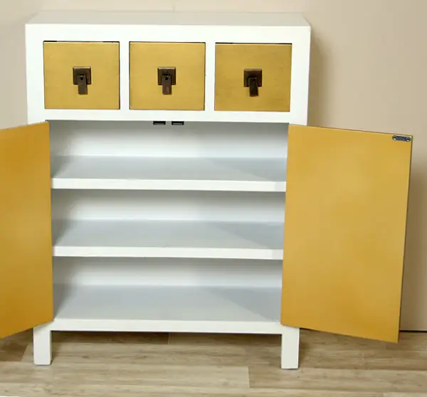 Mueble de entrada blanco y oro Vintage Bise