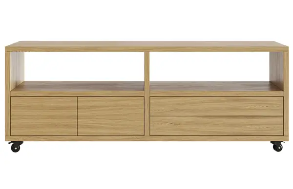 Mueble tv con ruedas 2 puertas 2 cajones nórdico Sendai