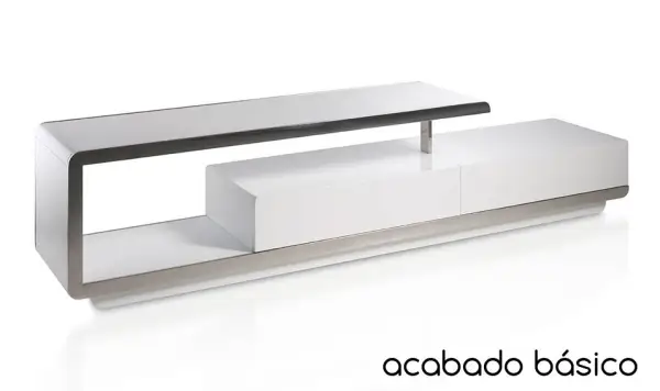 Mesa de televisión 2 cajones blanco brillo Boka