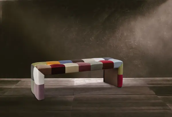 Banco vintage patchwork recto cuadros