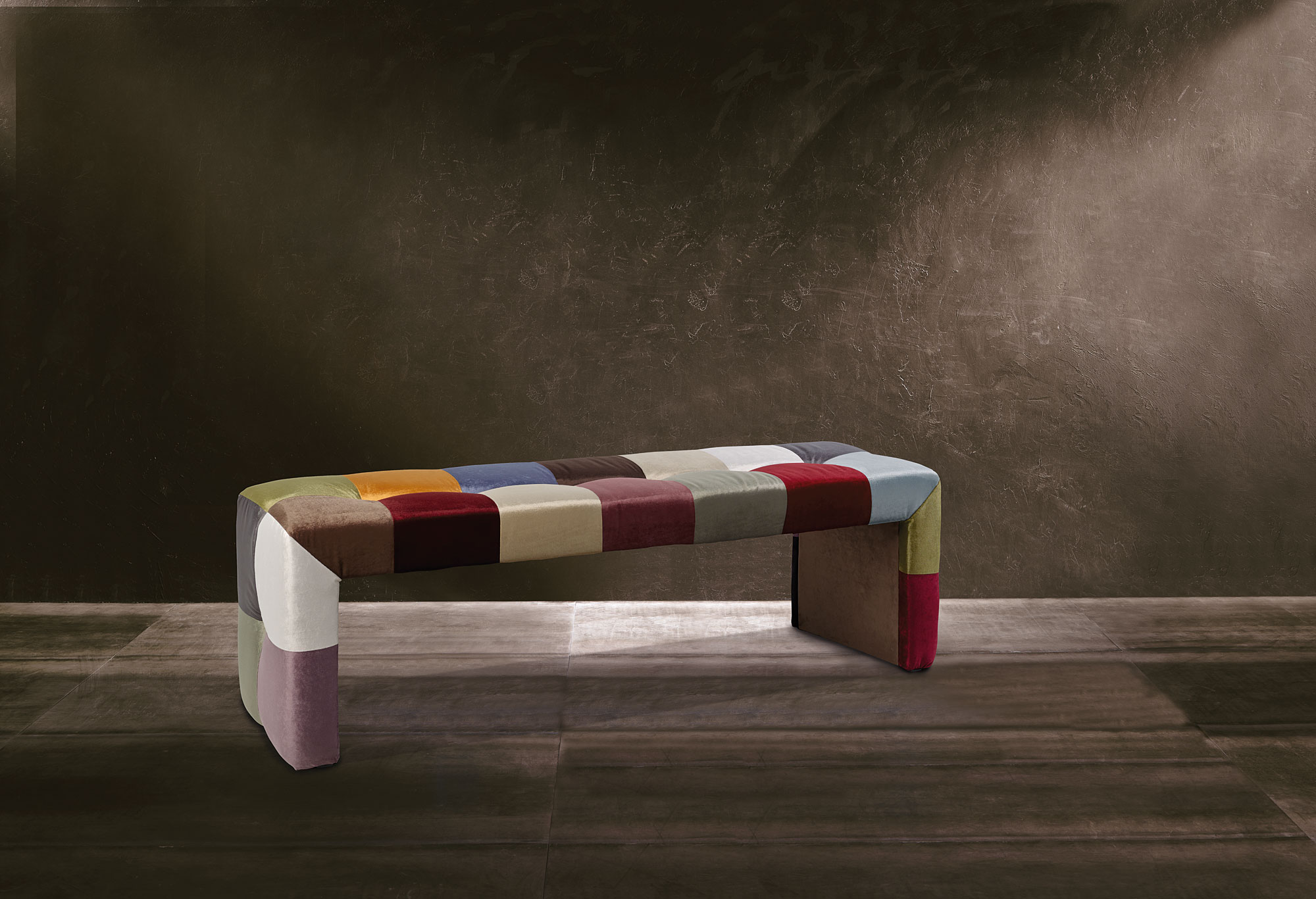 Banco vintage patchwork recto cuadros