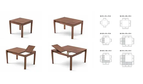 Mesa comedor extensible cuadrada Plúrimo
